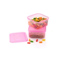FOXY Plastic (Set of 3) Fridge Storage Boxes Fridge Organizer with Removable Drain Plate and Lid Stackable Fridge Storage Containers Plastic(1500ML , MULTICOLOUR) (Multicolour) (Pink)