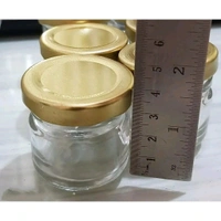 Very Small Glass Jar Coming with Metal Golden Color Air Tight and Rust Proof Cap Capacity 35 ml Pack of 6