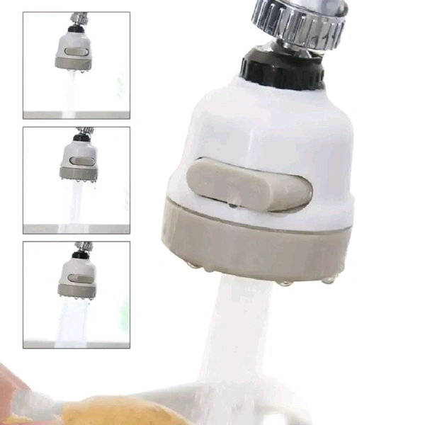 K Kudos Enterprise Flexible Kitchen Tap Head Movable Sink Faucet 360deg; Rotatable ABS Sprayer Removable Anti-Splash Adjustable Filter Nozzle Swivel Water Saving 3 Modes Kitchen Tap - White-Grey