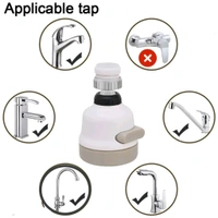 K Kudos Enterprise Flexible Kitchen Tap Head Movable Sink Faucet 360deg; Rotatable ABS Sprayer Removable Anti-Splash Adjustable Filter Nozzle Swivel Water Saving 3 Modes Kitchen Tap - White-Grey