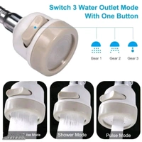 K Kudos Enterprise Flexible Kitchen Tap Head Movable Sink Faucet 360deg; Rotatable ABS Sprayer Removable Anti-Splash Adjustable Filter Nozzle Swivel Water Saving 3 Modes Kitchen Tap - White-Grey