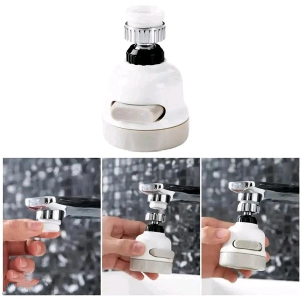 K Kudos Enterprise Flexible Kitchen Tap Head Movable Sink Faucet 360deg; Rotatable ABS Sprayer Removable Anti-Splash Adjustable Filter Nozzle Swivel Water Saving 3 Modes Kitchen Tap - White-Grey