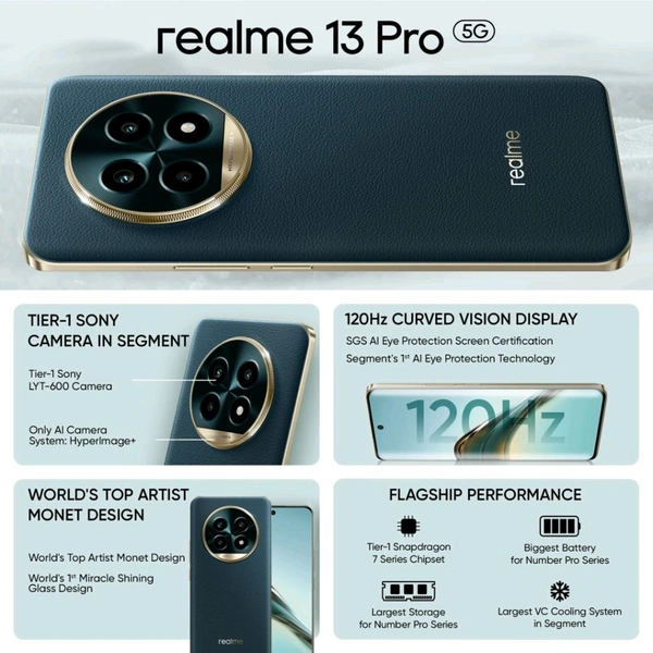 realme 13 Pro 5G (Emerald Green, 128 GB)  (8 GB RAM) - (8+128GB), Emerald Green
