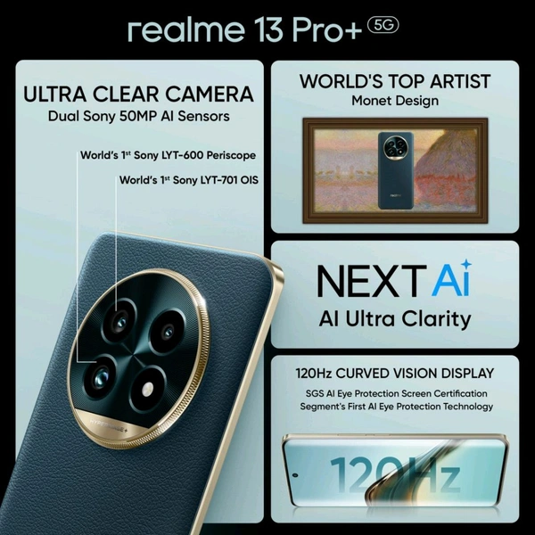 realme 13 Pro+ 5G (Emerald Green, 256 GB)  (8 GB RAM) - (8+256GB), Emerald Green