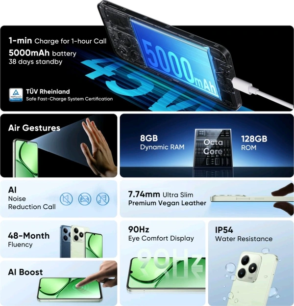 realme C63 (Jade Green, 64 GB)  (4 GB RAM) - (4+64GB), Jade Green