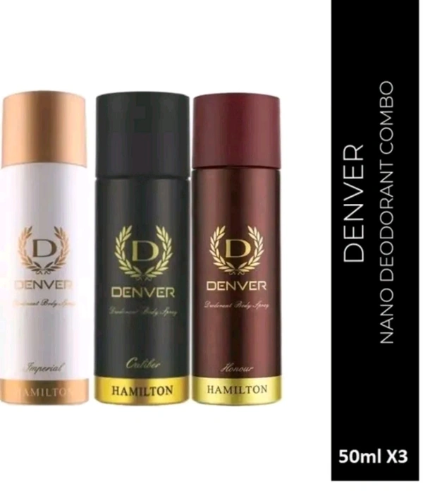 Denver Perfume Body Spray Caliber,Honour & Imperial Nano Deo Long Lasting Set of 3 Deodorant Spray  -  For Men (50ml X 3 )