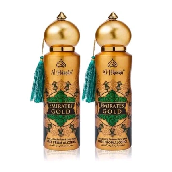 AL-Hassan Al - Hassan Emirates Gold Perfumed Spray For Men & Women - Pack of 2 (200ml Each) 