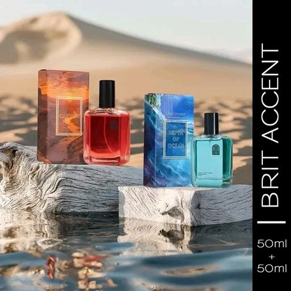 BRIT ACCENT Combo Pack Of 2|Depth Of Ocean-Canyon|Parfum|Long-Lasting|Specially Currated| Eau de Toilette - 100 ml (For Men & Women)