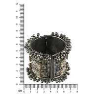 Stone Oxidised Bangle - Silver