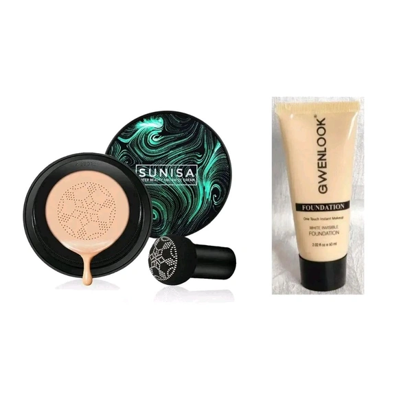 Mavles Beauty Combo of Sunisa foundation waterproof CC cream Foundation Beige 30 g with 1Pc Gwenlook Face Makeup Foundation