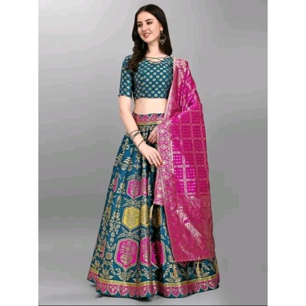 PURVAJA Women's Teal Lehengas