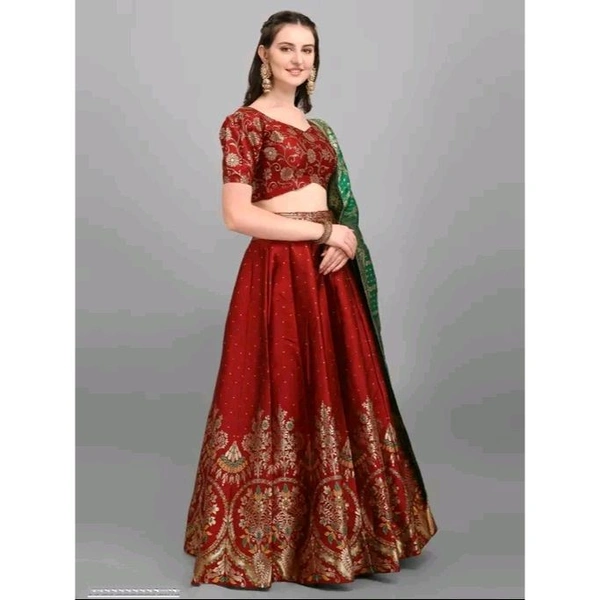 PURVAJA Women's Maroon Lehengas
