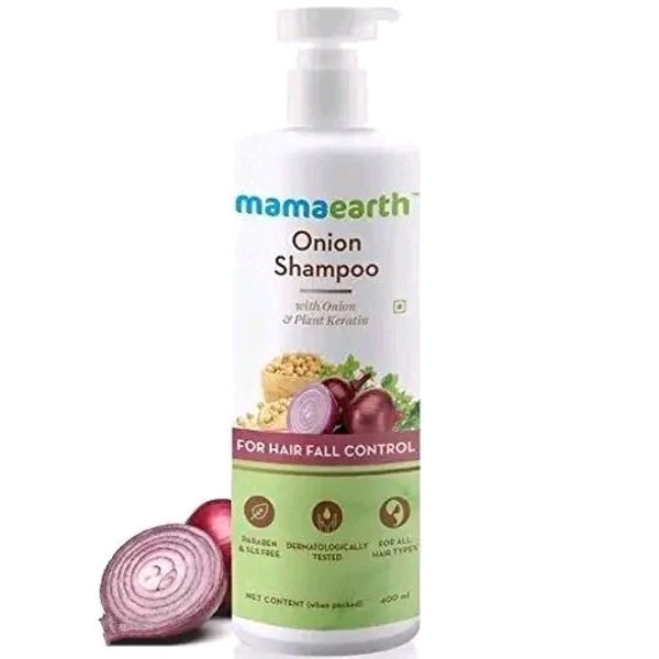 Mamaearth Onion Shampoo for Hair Growth & Hair Fall Control with Onion & Plant Keratin - 400ml
