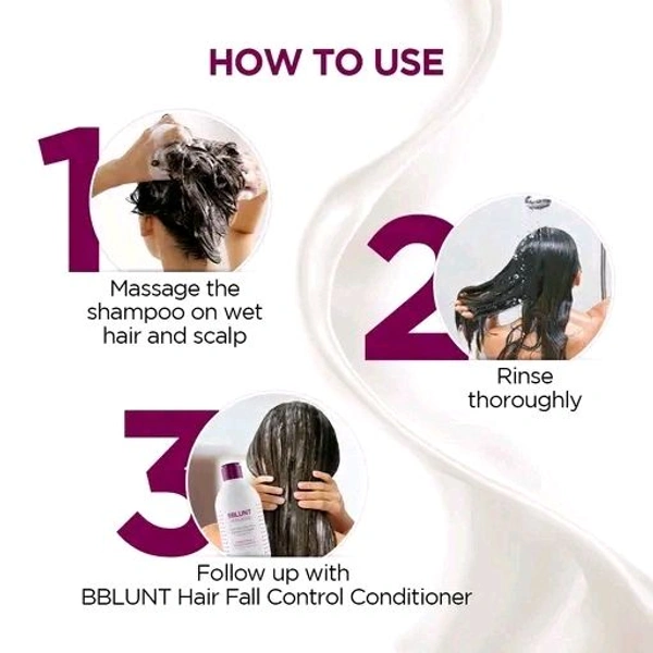 BBLUNT Hair Fall Control Shampoo with Pea Protein & Caffeine for Stronger Hair - 300 ml