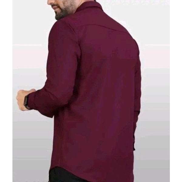 Ethnic Trendz Men's Solid Regular Spread Collar Maroon Shirts - Maroon, S