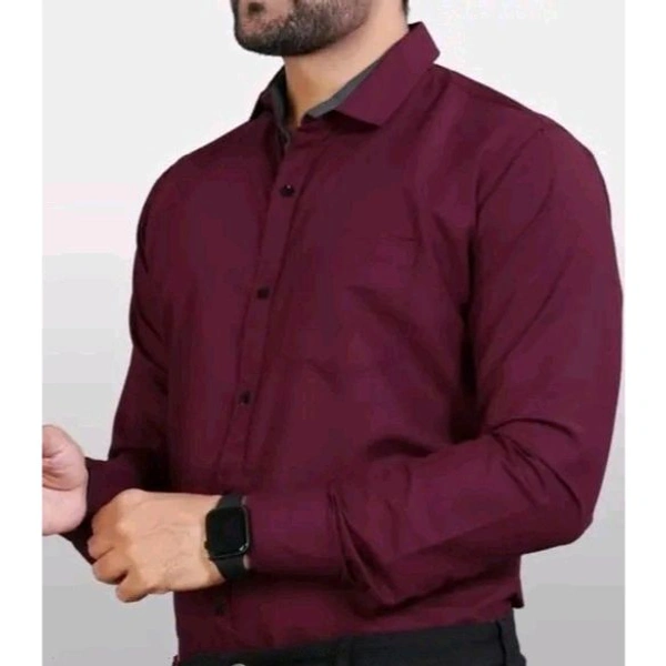 Ethnic Trendz Men's Solid Regular Spread Collar Maroon Shirts - Maroon, M
