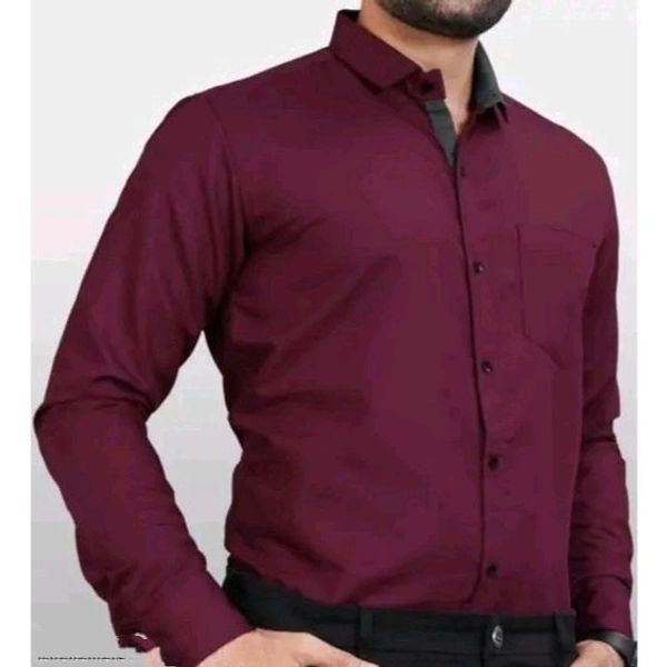 Ethnic Trendz Men's Solid Regular Spread Collar Maroon Shirts - Maroon, L