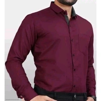 Ethnic Trendz Men's Solid Regular Spread Collar Maroon Shirts - 4XL, Maroon