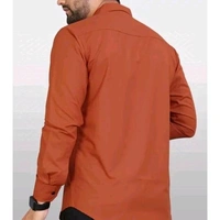 Ethnic Trendz Men's Solid Regular Spread Collar Orange Shirts - S, Orange