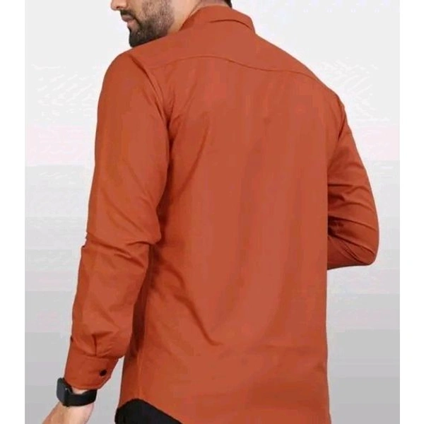 Ethnic Trendz Men's Solid Regular Spread Collar Orange Shirts - S, Orange