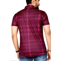 Men's Printed Regular Spread Collar Maroon Shirts - Purple, M