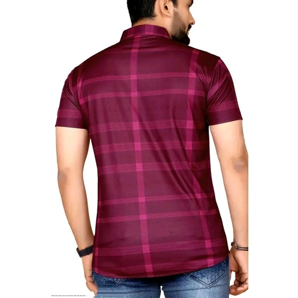 Men's Printed Regular Spread Collar Maroon Shirts - Purple, L