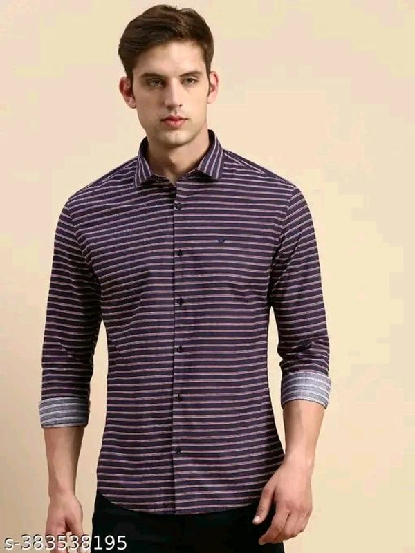 Men's Solid Regular Spread Collar Purple Shirts - Purple, L