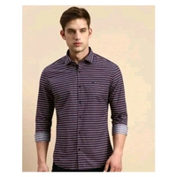 Men's Solid Regular Spread Collar Purple Shirts - Purple, L
