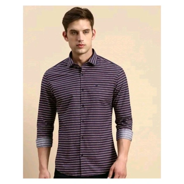 Men's Solid Regular Spread Collar Purple Shirts - Purple, L