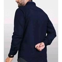 Ethnic Trendz Men's Solid Regular Spread Collar Navy Blue Shirts - Blue, M
