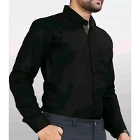 Ethnic Trendz Men's Solid Regular Spread Collar Black Shirts - Black, S