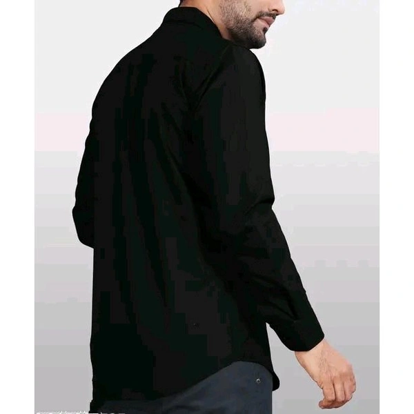 Ethnic Trendz Men's Solid Regular Spread Collar Black Shirts - 4XL, Black