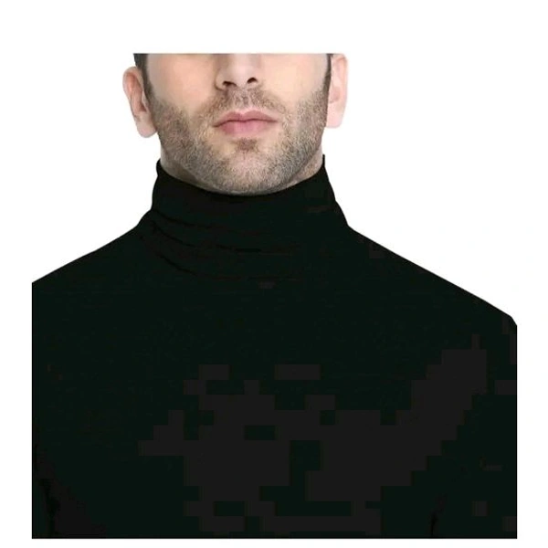 Eye Bogler High Neck Black Cotton Blend Tshirt Foe Men Ribknit - Black, S