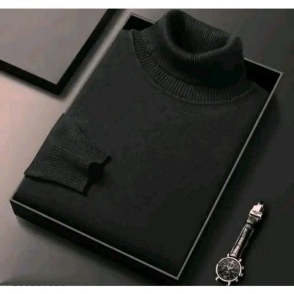 Eye Bogler High Neck Black Cotton Blend Tshirt Foe Men Ribknit - Black, XL