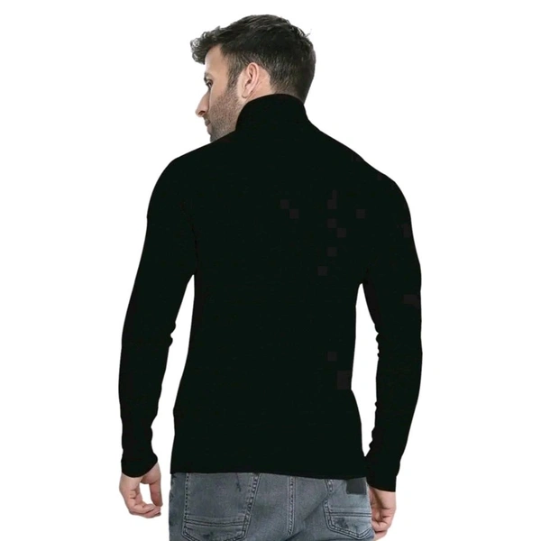 Eye Bogler High Neck Black Cotton Blend Tshirt Foe Men Ribknit - Black, XL