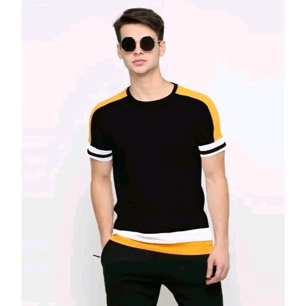 Tazo Multicolor Cotton Blend T-Shirts For Men - Black, L