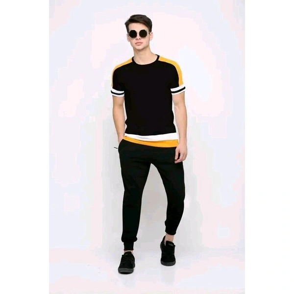 Tazo Multicolor Cotton Blend T-Shirts For Men - Black, L