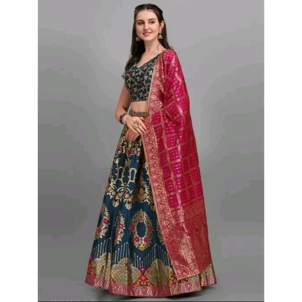 PURVAJA Women's Teal Lehengas - Teal