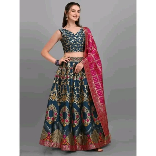 PURVAJA Women's Teal Lehengas - Teal