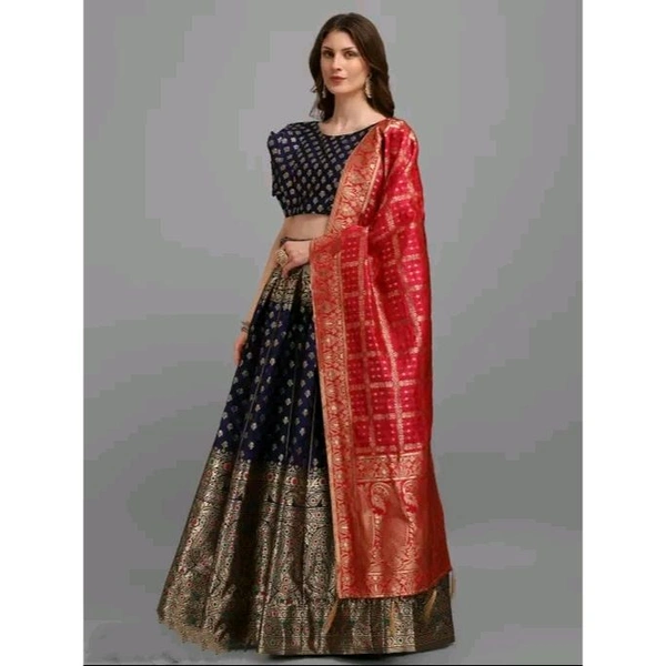 PURVAJA Women's Navy Blue Lehengas - Blue