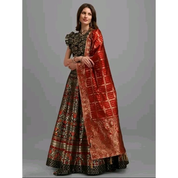 PURVAJA Women's Black Lehengas - Black