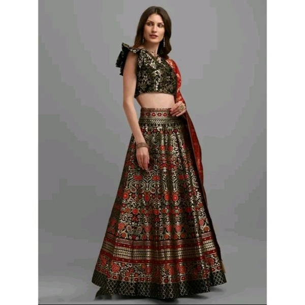 PURVAJA Women's Black Lehengas - Black