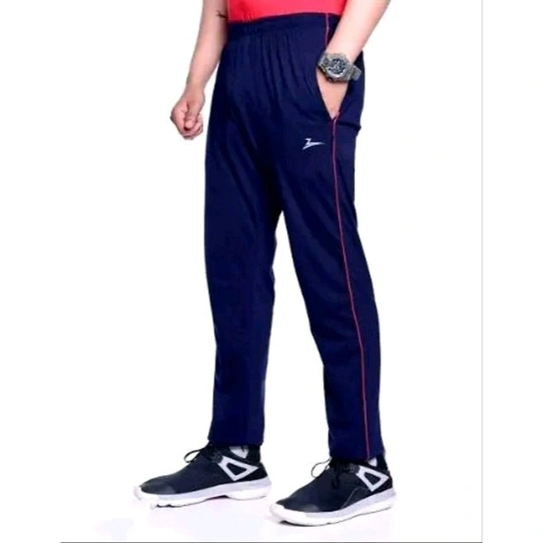 Men's Stripes Navy Blue Track Pants - Blue, M