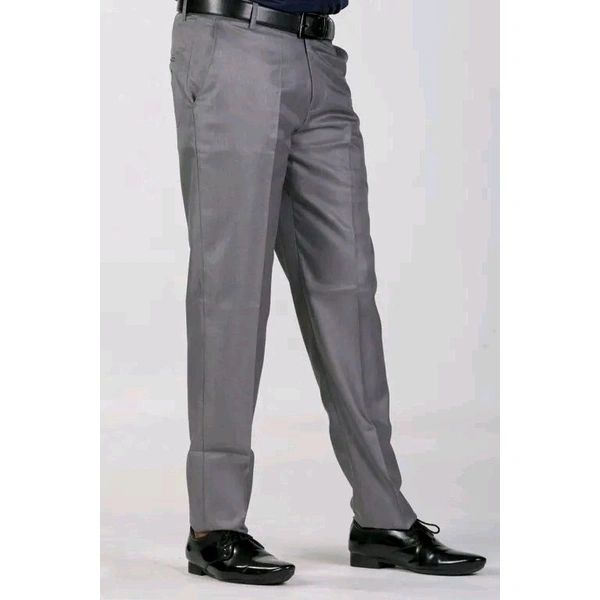 Sam & Jack Men's Solid Grey Trousers - Gray, 36