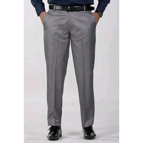 Sam & Jack Men's Solid Grey Trousers - 42, Gray