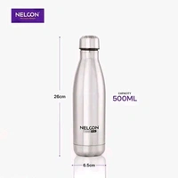Nelcon Stainless Steel Vacuum Insulated Cola Thermo plus 500ml 18 Hours Hot And Cold. 304 Grade BPA Free Rust Proof And Leak Proof. Soft Drinks Etc. 500ml (Pack Of 1)