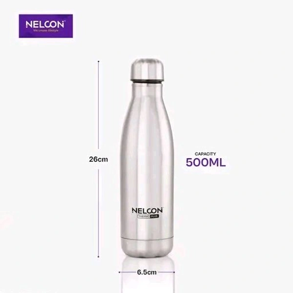 Nelcon Stainless Steel Vacuum Insulated Cola Thermo plus 500ml 18 Hours Hot And Cold. 304 Grade BPA Free Rust Proof And Leak Proof. Soft Drinks Etc. 500ml (Pack Of 1)