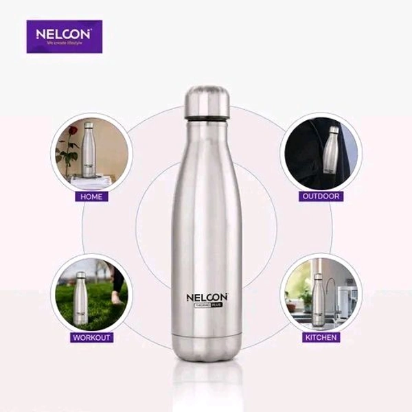 Nelcon Stainless Steel Vacuum Insulated Cola Thermo plus 500ml 18 Hours Hot And Cold. 304 Grade BPA Free Rust Proof And Leak Proof. Soft Drinks Etc. 500ml (Pack Of 1)