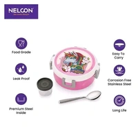 Nelcon  Kids Lunch box 510ml, Set of 1,Attractive Pink Unicorn Cartoon | Leak Proof | Odour Proof | Light Weight | Easy to Carry | Food Grade