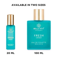 Bella Vita Organic  FRESH Eau De Toilette Unisex Perfume For Men & Women with Bergamot, Orris Lavender & Ylang Ylang 20 ML